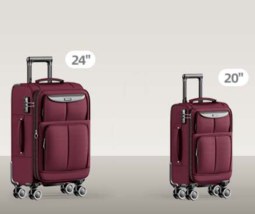 SHOWKOO Luggage 2 Piece Set Suitcase Spinner Wheels w/Lock Wine Red 20in... - $158.39