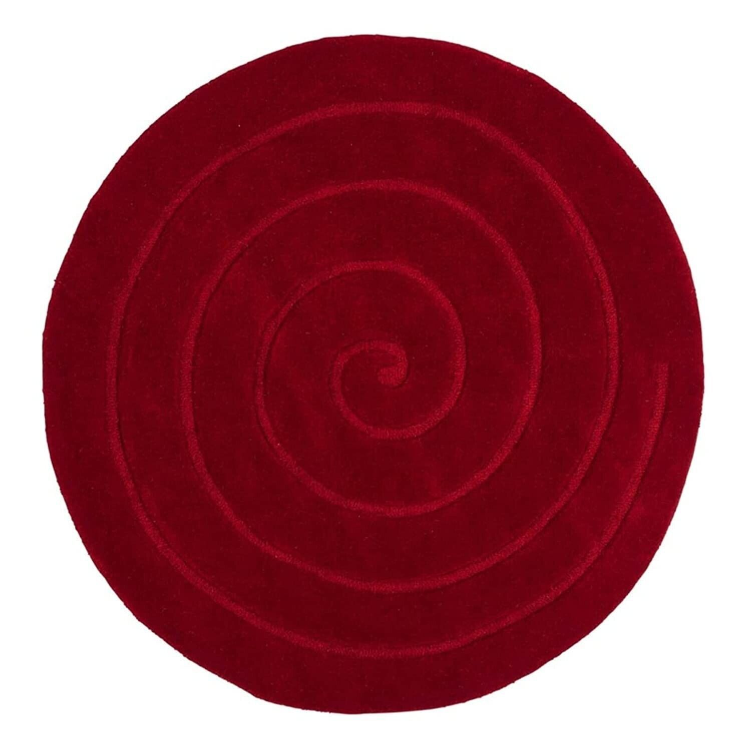 Hand-Tufted Round Area Rug 6x6 Red Wool Modern Carpet for Bedroom Living... - £178.11 GBP+