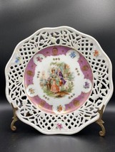 Schumann 8.5&quot; Plate Courting Couple irid. white, pink, gold, ANT 1918-29... - $20.49