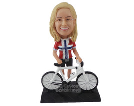 Custom Bobblehead Gorgeous Female Bike Rider Posing With Bike - Sports &amp; Hobbies - £79.93 GBP