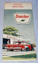 Vintage Sinclair Oil Co Kansas Nebraska Road Map Ca 1957 - £5.50 GBP