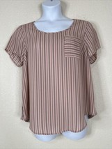 Torrid Womens Plus Size 0 (0X) Pink Stripe Pocket Scoop Top Short Sleeve - £12.75 GBP