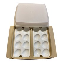 Vintage Tupperware Deviled Egg Keeper Carrier Storage Holder Tan 723-3 - $12.99