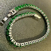 10Ct Round Cut Lab Created Emerald Tennis Bracelet in 14K Yellow Gold Plated - £179.00 GBP