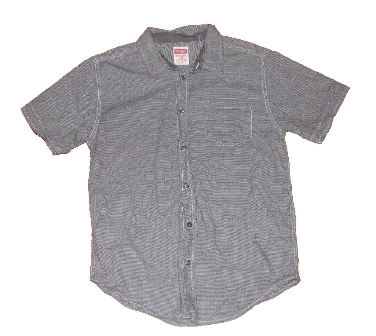 Wrangler Gray Button Short Sleeve Dress Shirt Boys Size 18 - $7.92