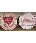 Chief Oshkosh Beer Coaster Oshkosh Wisconsin Steamboat Lake Winnebago Se... - $170.87 MXN