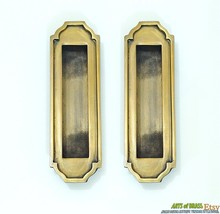 Lot of 2 Solid Brass Art Deco Baldwin Flush Sliding Door Handle Recessed... - $50.00