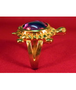 Vintage 14k solid yellow gold turtle with Ruby &amp; Diamond ring size 8 - £15.65 GBP