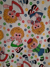 Vintage 70&#39;s Era Fabric Raggedy Ann &amp; Andy Juvenile Novelty Large Print 43&quot;x 94&quot; - £50.51 GBP