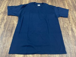 VTG JERZEES Dark Blue 50/50 Heavyweight Blank T-Shirt - Large - NWOT - £7.20 GBP