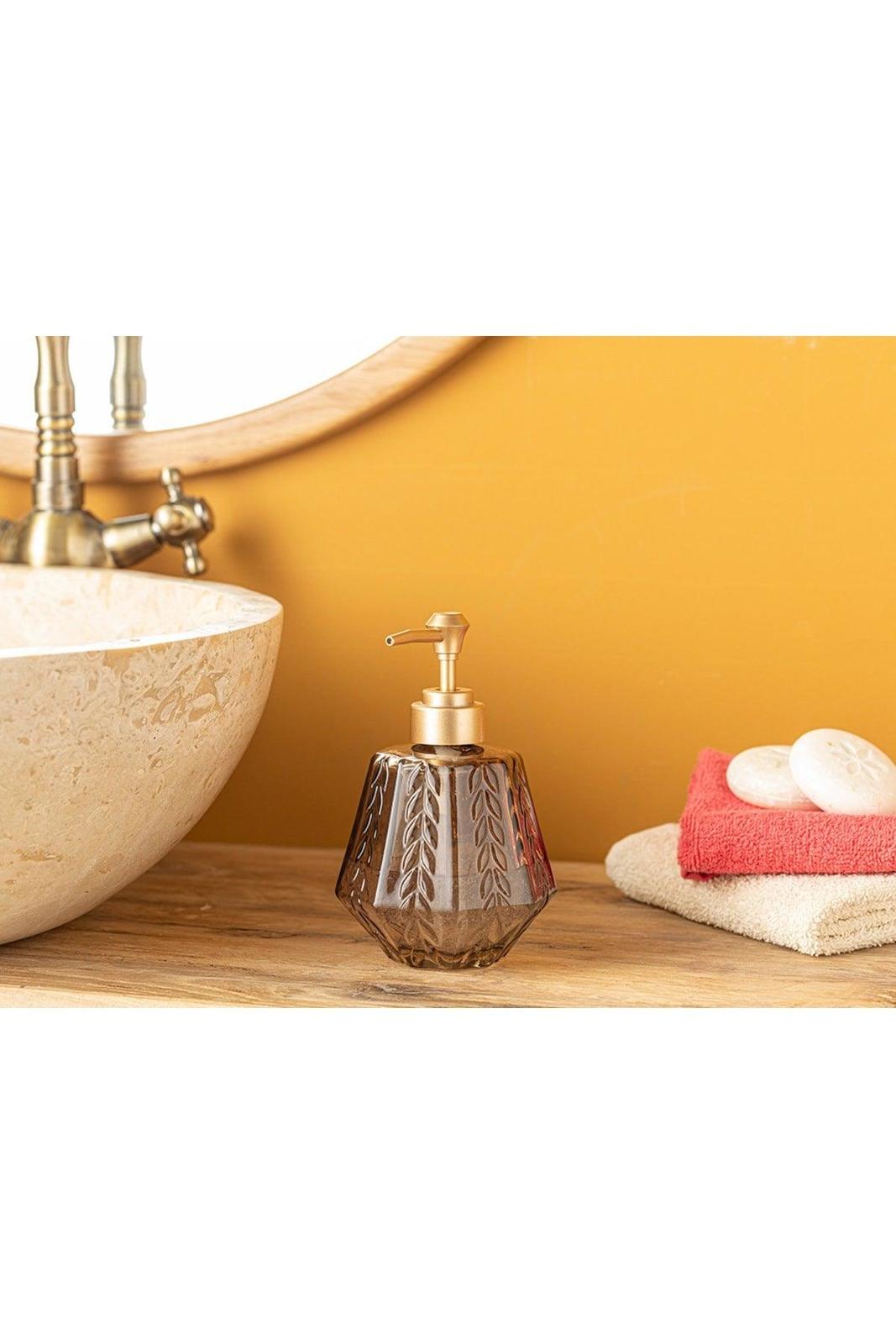 Hailey Glass Bathroom Liquid Soap Dispenser 300 Ml Coffee - $15.75