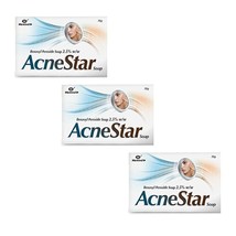 Acnestar 2.5 % Benozyl Peroxide Soap For Acne Clear Skin-  3 pack (75 gm each) - £12.78 GBP