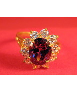 Vintage 14k solid yellow gold with Ruby &amp; Diamond ring size 9 - £15.65 GBP