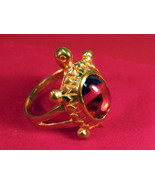 Vintage 14k solid yellow gold turtle with Ruby &amp; Diamond ring size 8 - £15.65 GBP