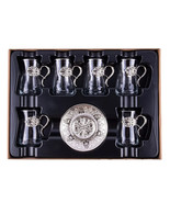 Irem Tea Set of 6 Glass Silver Turkish Teacups Saucer Zamzam Cup Armudu ... - $128.08 CAD