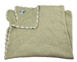 Crib Clouds Chenille Baby Blanket Green Yellow Scallop Edge Colorado Clo... - $38.61