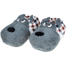 NEW Girls Grumpy Dog Novelty Slippers womens sz 6/7 gray faux fur slip r... - £11.12 GBP