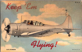 Vtg Postcard &quot;Keep &#39;Em Flying&quot; US Army Dive Bomber WWII Postmarked 1942 - £5.89 GBP