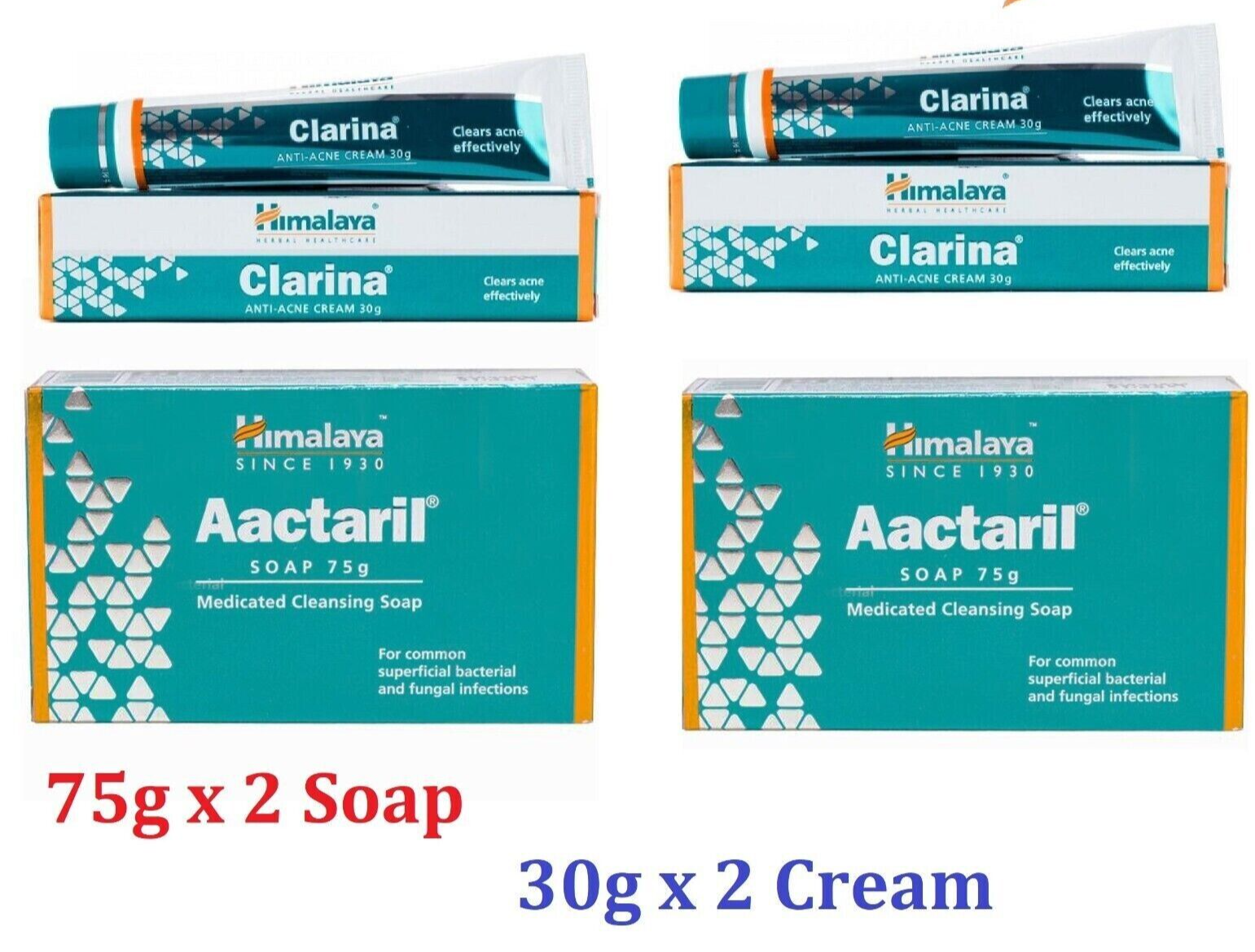 Primary image for Himalaya Herbals AACTARIL SOAP 75gm 2 Pc + Clarina Cream 2 Pc FREE SHIP