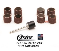 9 Pc Oster Pet Grooming Nail Grinder Fine&amp;Medium Sanding Grinding Bands &amp; Drum - £15.97 GBP