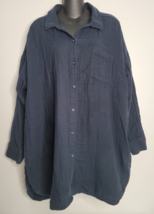 Pure J Jill Shirt Size XL Navy Blue Button Front Long Sleeve 100% Cotton Comfy - $24.99