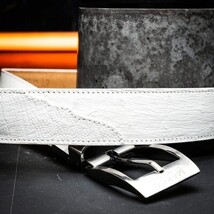Alessio Belt Genuine Ostrich Leg Exotic Soft Feel White image 8