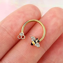 Septum Ring 16G Surgical Steel Cartilage Earring Hoop Nose Ring Cute Bee Captive - £9.60 GBP