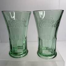 2 Coca Cola Coke Green Heavy Glass Flared Libbey 16 oz Vintage Collectible - £12.62 GBP