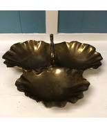 Large Heavy gold Brass Leaf Shell sectioned Tray bowl Made In India 12” ... - $69.22 CAD