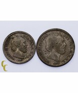 Lot of 2 Netherlands Coins 1850 5 Cent XF Condition, 1876 10 Cent VF+ Co... - $68.33 CAD