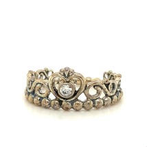 Vintage Signed Sterling ALE Pandora Princess Tiara Crown with CZ Accent Ring 7 - £35.52 GBP
