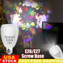 E26 Led Snowflake Projector Light Laser Moving E27 Light Bulb Xmas Decor Lamp Us - £20.52 GBP