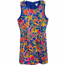 J.Crew Dress Blue Size 8 Floral Sleeveless Round Neck Pockets Casual Cot... - $39.64
