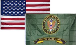 3x5 Wholesale Combo USA American &amp; U.S. Army Green #2 Flag 3&#39;x5&#39; 2 Pack Super Po - £7.89 GBP