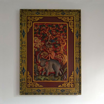 Tibetan Buddhist Four Harmonious Friends Wood Carving 42.5&quot; - Nepal - £468.62 GBP