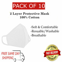 10 Pack / PCS Face Mask WHITE Cotton Adult Unisex Reusable Washable Breathable - £7.78 GBP