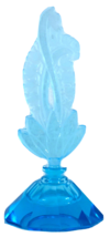 Blue Crystal Perfume Bottle Tall Floral Stopper Czech Glass - $124.99