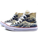 Great Wave off Kanagawa Converse, Hi Tops, Custom Converse, Sneakers, Tr... - £78.21 GBP+