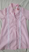 Vintage girl's Little BItty pink dress coat lace trim 5 flowers pearl bu... - $8.23