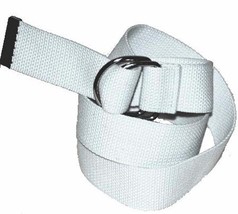 150- LADIES WHITE CANVAS BELT WITH DOUBLE &quot;D&quot; RING BUCKLE &amp; FREE US SHIP... - £8.40 GBP