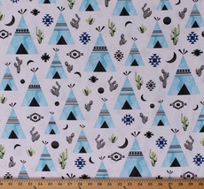 Teepee Teepees Tipis Tents Cactus Southwestern Cotton Fabric Print BTY D306.05 - £9.55 GBP