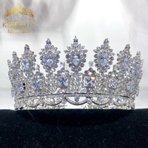 New Rhinestone All Around Tiara Bigger Size Silvery/Gold Crown Tiara Royal Brida - £233.68 GBP