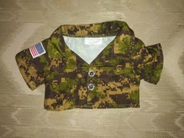 Build A Bear Workshop Camofluage Shirt US Flag Army Military USA United... - $13.85