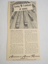 1950 Ad Association of American Railroads Saving 9 Trainloads of Money - $8.99