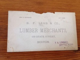 Victorian Business Trade Card Boston BF Lamb Lumber Merchants 130 State ... - $19.99