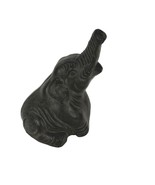 Vintage Black Clay Elephant Figurine Incense Burner Cover Black Trunk Up - $463.54 MXN