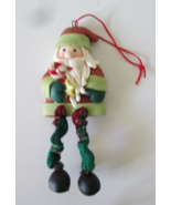 SANTA Christmas Tree Ornament, Polymer Clay Bendable Legs, w/ Star &amp; Can... - £6.19 GBP