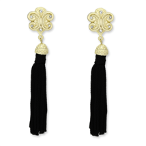 LO3677 - Gold &amp; Brush Brass Earrings with Top Grade Crystal  in Clear - $411.31 MXN