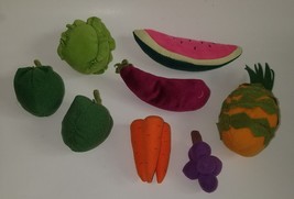 Ikea Fruits &amp; Vegetables Toy Play Food Plush Lot Pineapple Carrot Eggplant Grape - £15.78 GBP