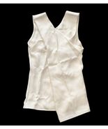 CELINE Paris 100% Silk Cross Front Top Off White Size 34 Made in France NWT - $326.69